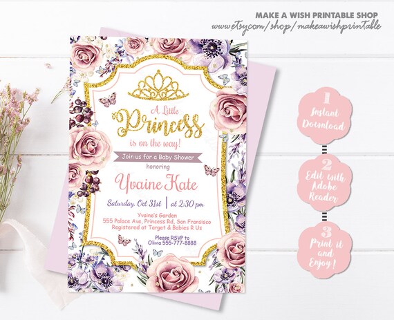 Princess Baby Shower Invitations Baby Shower Invitation Girl
