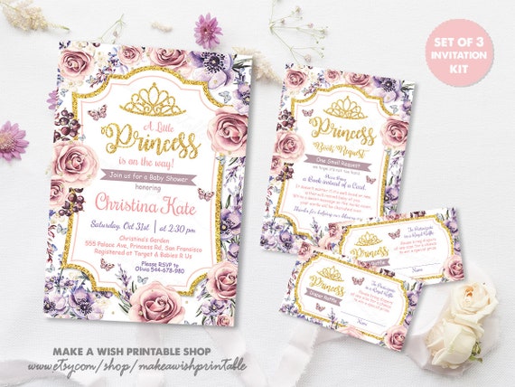 Amazon Com 25 Little Princess Baby Shower Invitations Pink Gold Sprinkle Invite For Girl Modern Gender Theme On