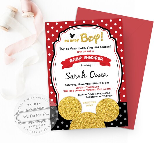 mickey mouse baby shower invitations walmart