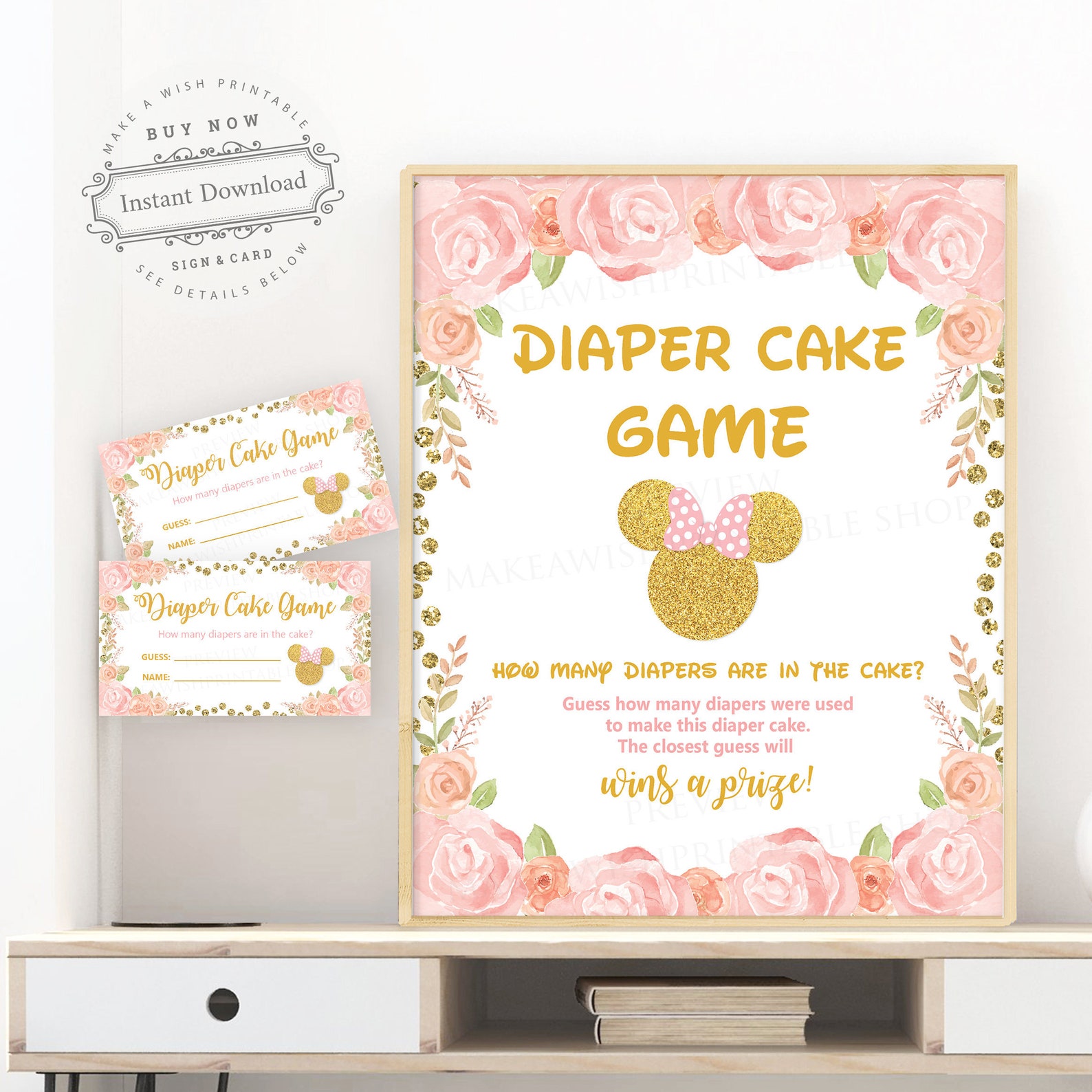 Diaper Cake Guessing Game Guess How Many Diapers Pink and Etsy