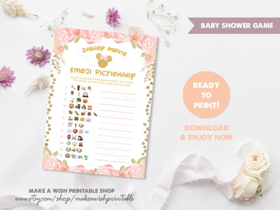 Disney Movie Emoji Pictionary Game Disney Emoji Pictionary Baby Shower Games Emoji Baby Shower Game Minnie Mouse Baby Shower Games Us261 By Make A Wish Printable Catch My Party