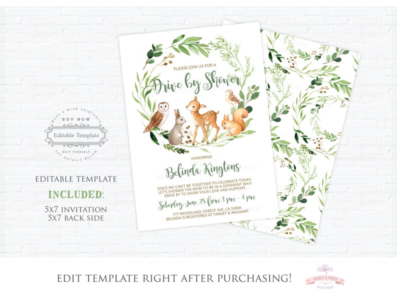 SALE Drive Thru Baby Shower Invitation Editable Template Etsy