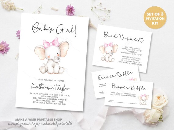 etsy baby shower invitations elephant