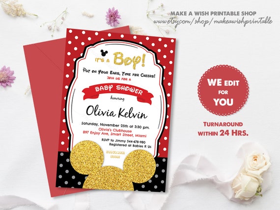baby mickey baby shower invitations