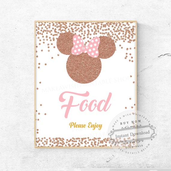 Food Signs, Rose Gold Minnie Mouse Sign, Minnie Mouse Baby Shower Signs Girl, Food Station Signs, Food Table Signs, Minnie Party Signs US461 Il_570xn