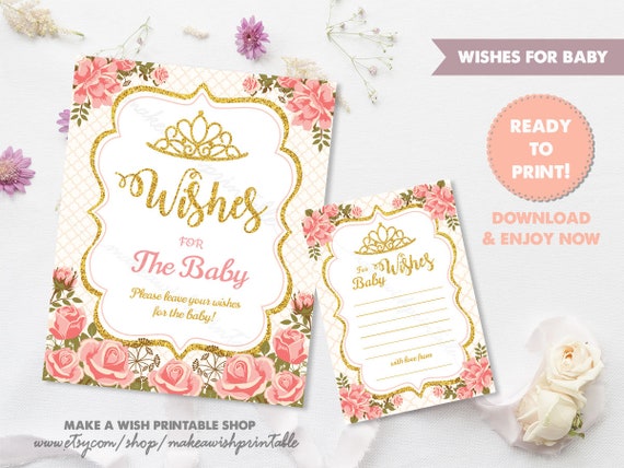 Wishes For The Baby Pink And Gold Baby Shower Games Baby Shower