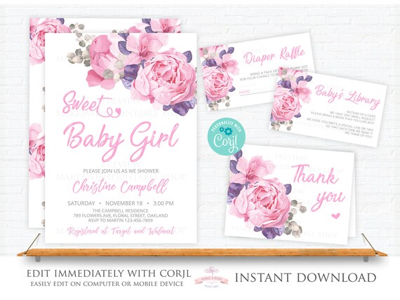 sweet baby girl shower invitations