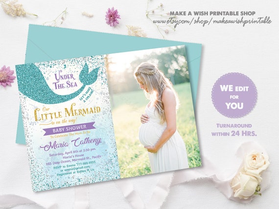 downloadable mermaid baby shower invitations