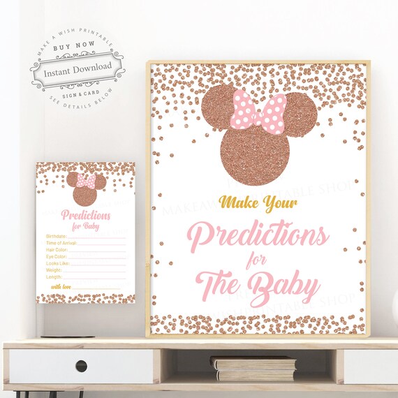 Predictions for Baby, Make Your Predictions for The Baby Card and Sign, Baby Prediction Game, Minnie Mouse Baby Shower Games Printable US461 Il_570xn