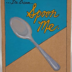 Hand Painted &quot;Spoon&quot; Cardboard Refrigerator Magnet