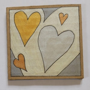 Hand Painted &quot;Heart Shapes&quot; Cardboard Refrigerator Magnet