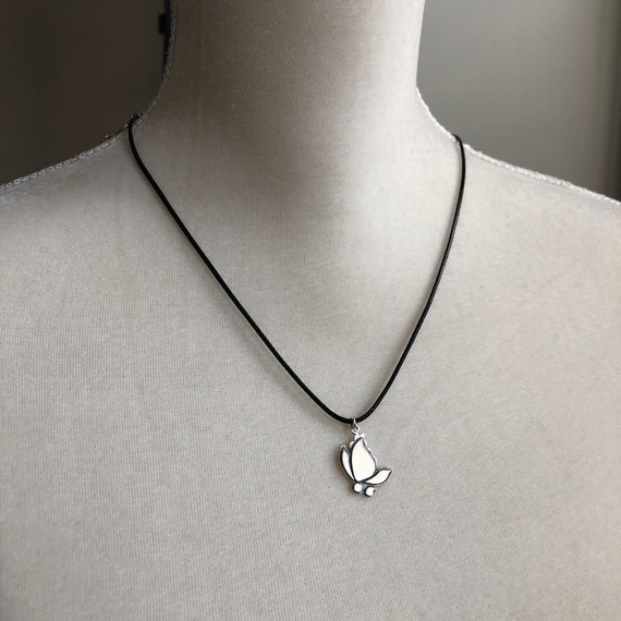 Butterfly Semicolon Necklace. Sterling Silver 925