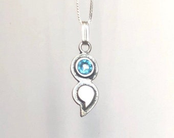 Semicolon Necklace with Birthstone crystal.