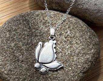 Butterfly Semicolon Necklace. Sterling Silver 925