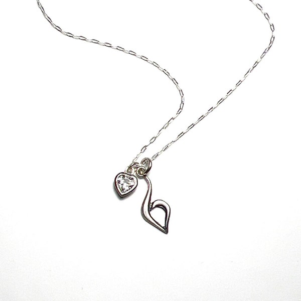 Recovery Symbol Necklace with 3/4" pendant and heart CZ.