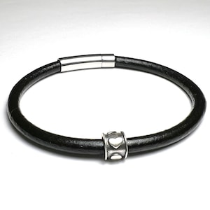 Semicolon Symbol Leather bracelet. Sterling Silver 925 bead