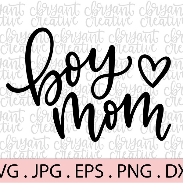 Boy mom hand lettered SVG | zip file containing svg, jpg, png, dxf, and eps | silhouette & cricut cut file | Mama | mommy | mom of boys