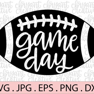 Game Day Football hand lettered SVG | zip file containing svg, jpg, png, dxf, and eps | silhouette & cricut cut file | fall | sports svg