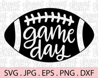 Game Day Futebol com letras SVG | arquivo zip contendo svg, jpg, png, dxf e eps | arquivo de corte de silhueta e cricut | queda | esportes svg