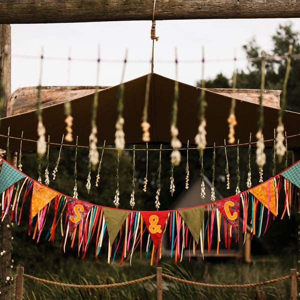 Personalised Festival Wedding Bunting Alternative Wedding Boho Decoration Mr & Mrs Garland Pennant Banner