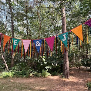 Personalised Festival Wedding Bunting Alternative Wedding Boho Decoration Mr & Mrs Garland Pennant Banner image 12