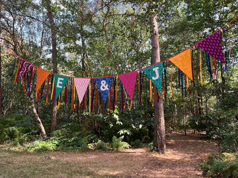 Personalised Festival Wedding Bunting Alternative Wedding Boho Decoration Mr & Mrs Garland Pennant Banner image 12
