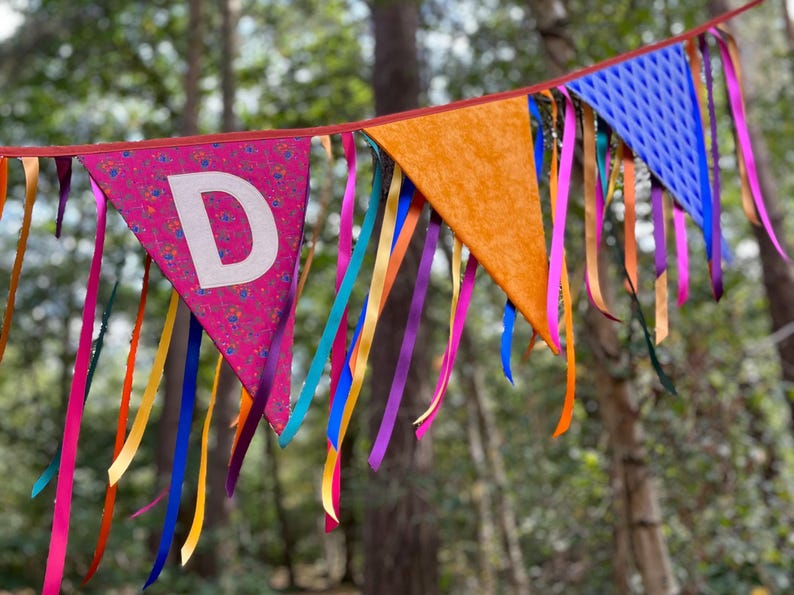 Personalised Festival Wedding Bunting Alternative Wedding Boho Decoration Mr & Mrs Garland Pennant Banner image 14