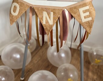 Banderole bohème pour chaise haute premier anniversaire, 1er anniversaire chaise haute, un fanion, décoration de fête neutre terreuse, fanion de ruban Scandi