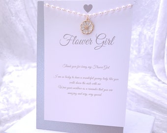 Flower Girl Necklace with Message Card, Lovely wedding gift.