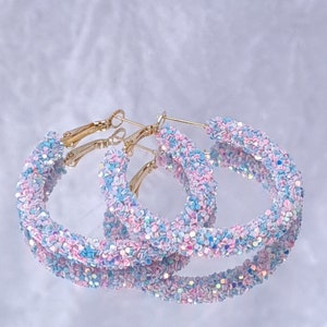 Glitter store hoop earrings