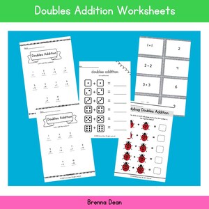 Printable Doubles Addition Mastery Worksheets Packet for 1st and 2nd Grade