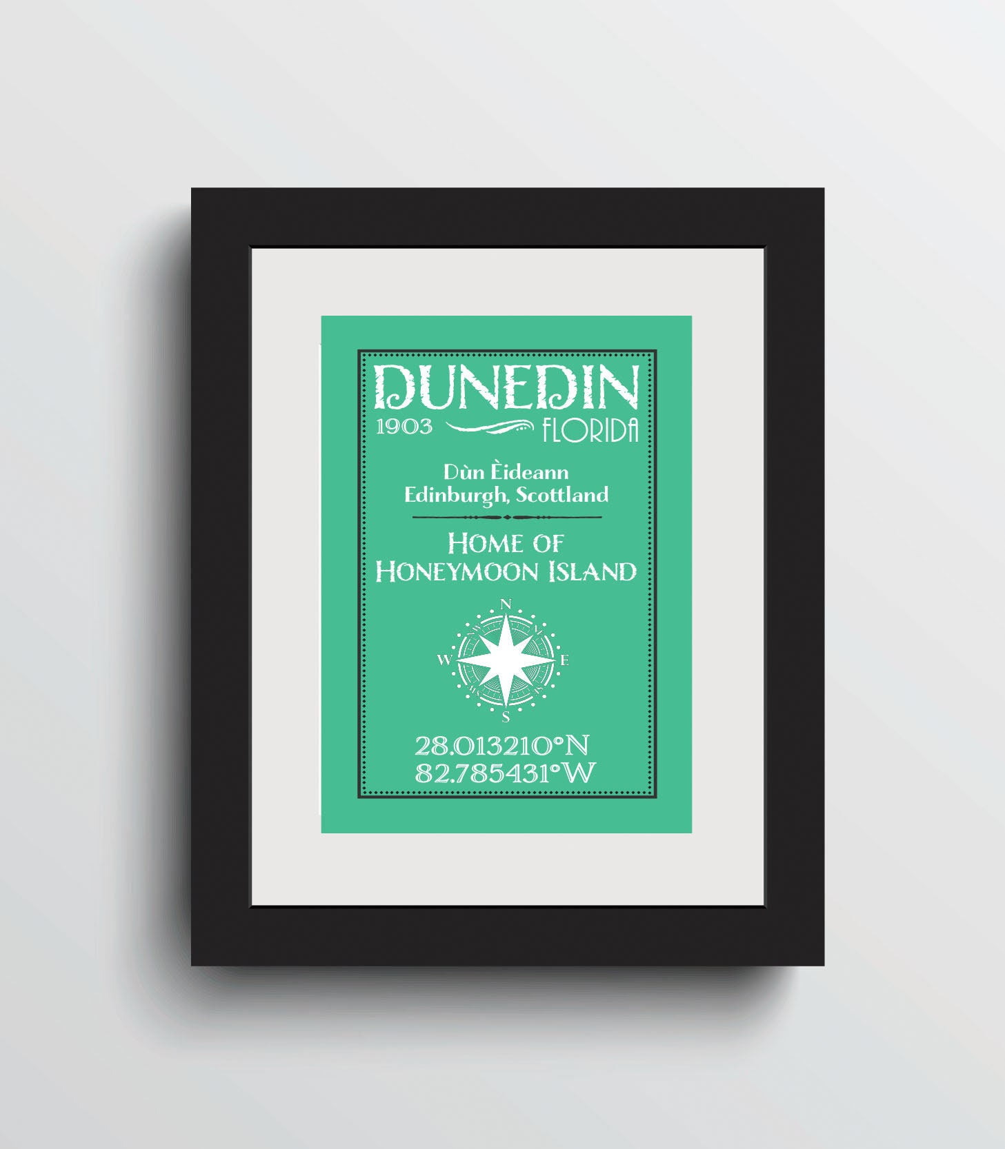 City Sign Florida Art Dunedin Wall Matted Print
