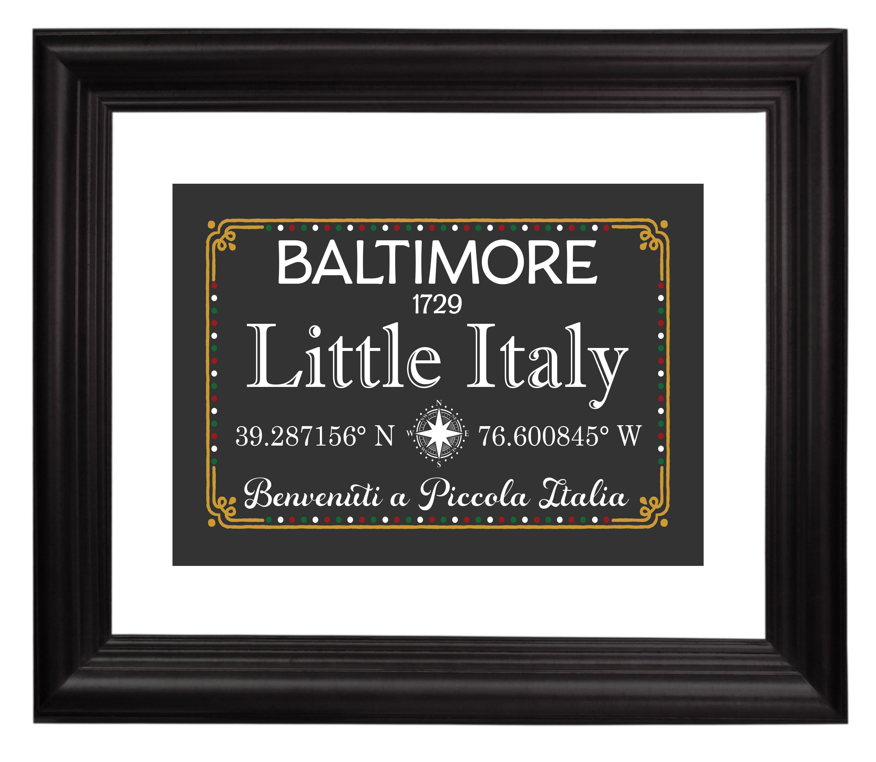 City Sign - Little Italy / Baltimore Wall Art - Unframed Matted Print