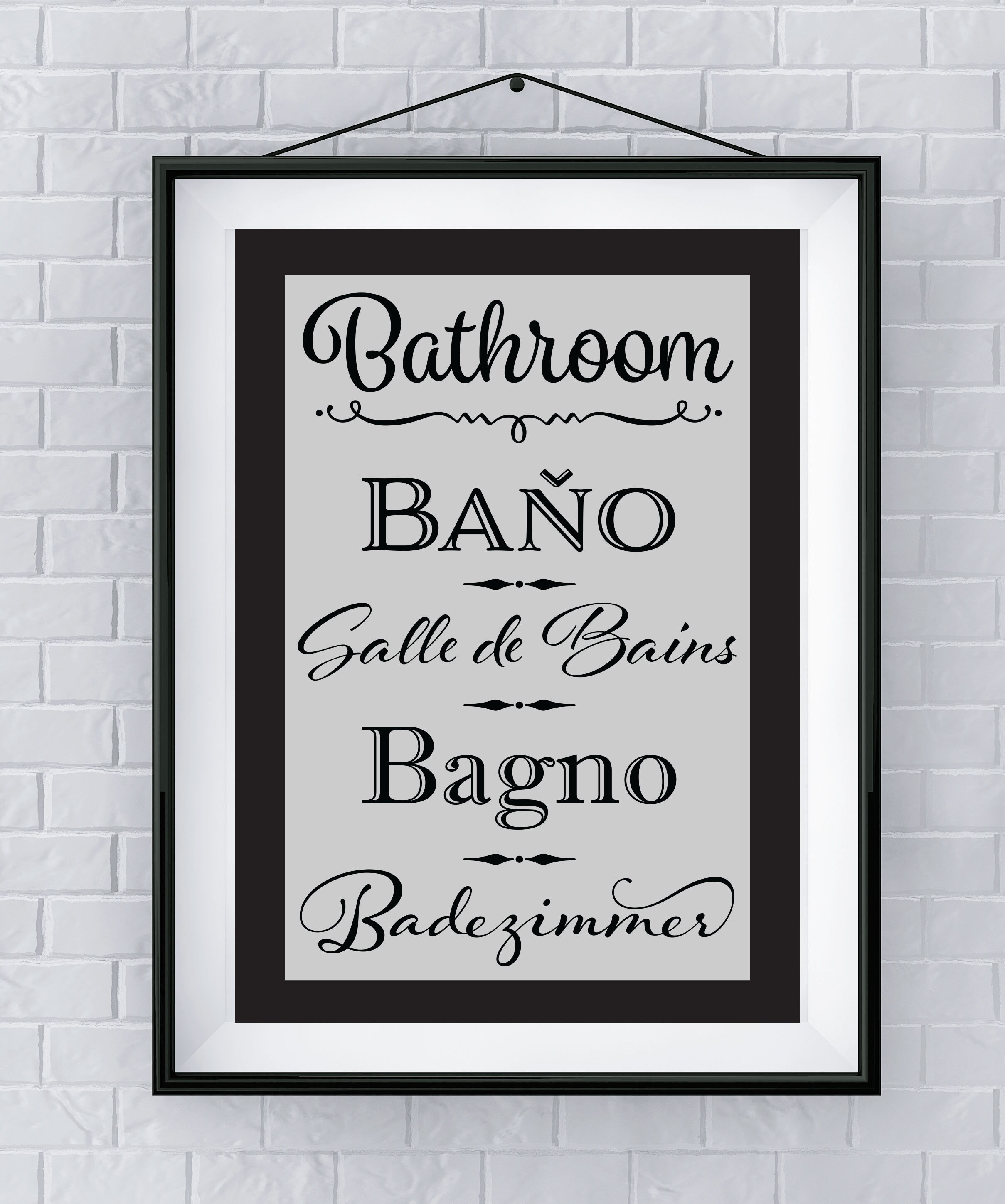 Bathroom Wall Art / Languages Unframed Matted Print Multiple Etsy