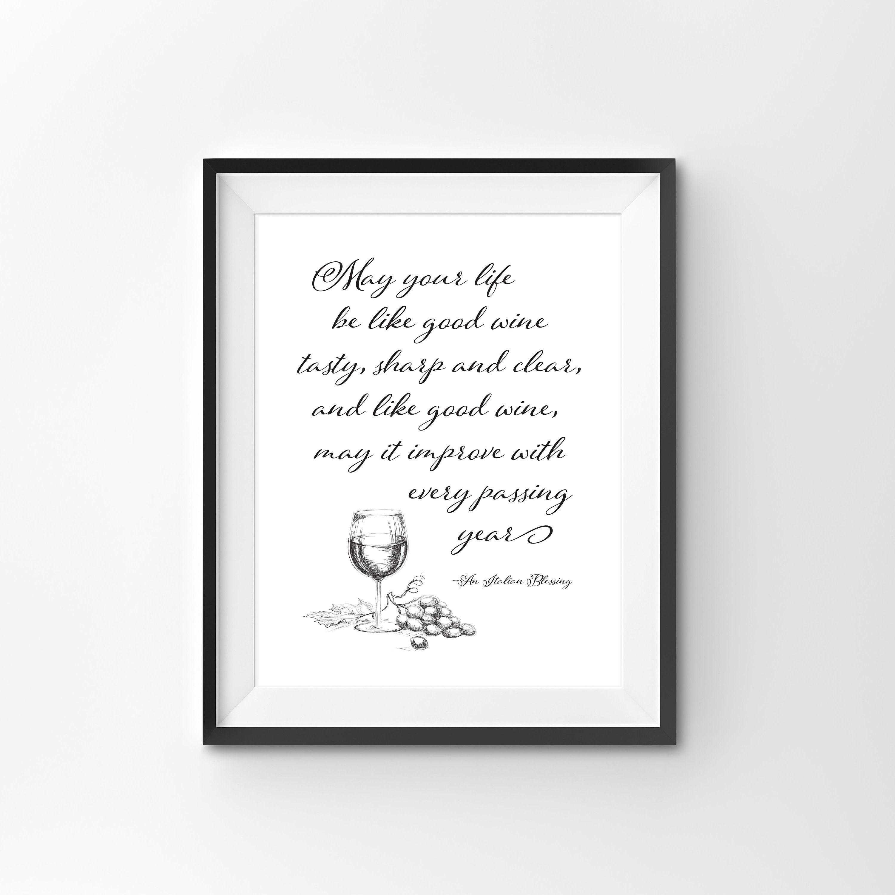 Quotes Wall Art Italian Blessing Wine 8 X 10 Inch Matted Print