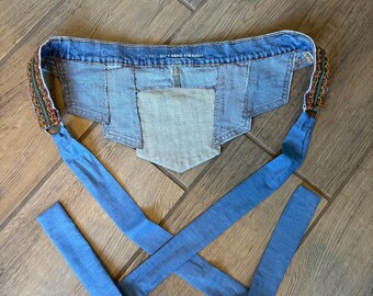 【NONCODE】Weather Cable Vintage Denim Pants (belt set) Aecibzo Women's Denim Waist Belt Retro Vintage Style