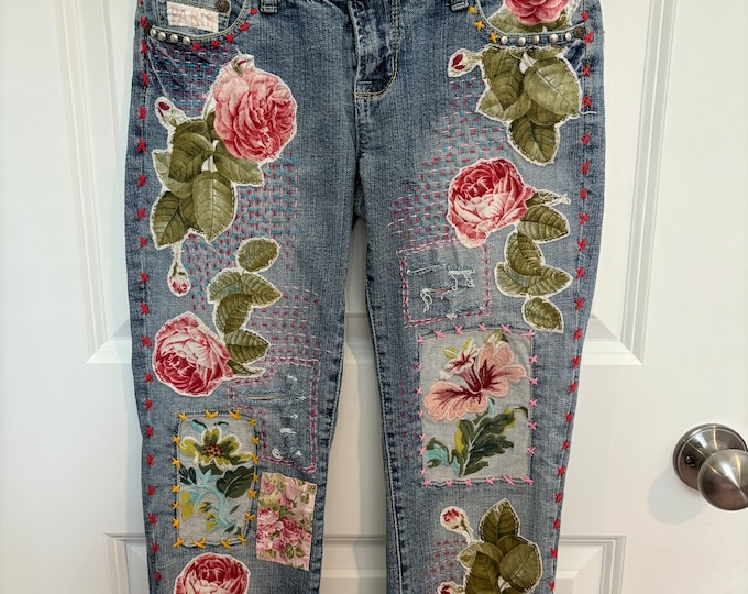 Botanical Embroidery Jeans