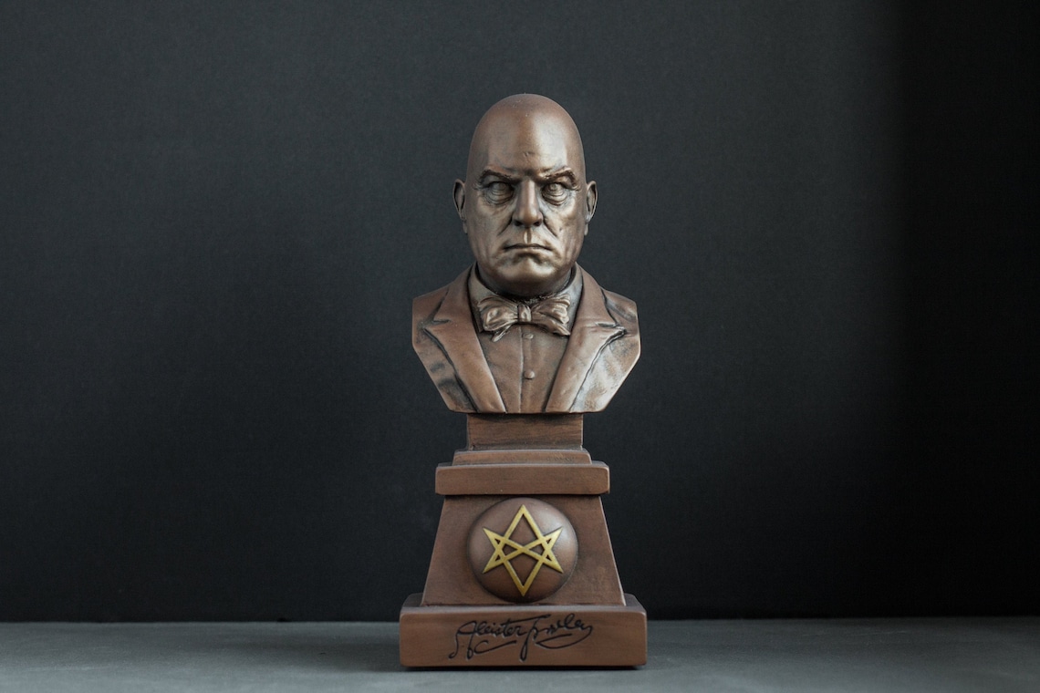 8 inch Aleister Crowley bust sculpture art figure image 1