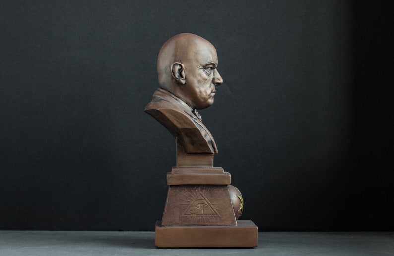 8 inch Aleister Crowley bust sculpture art figure image 2