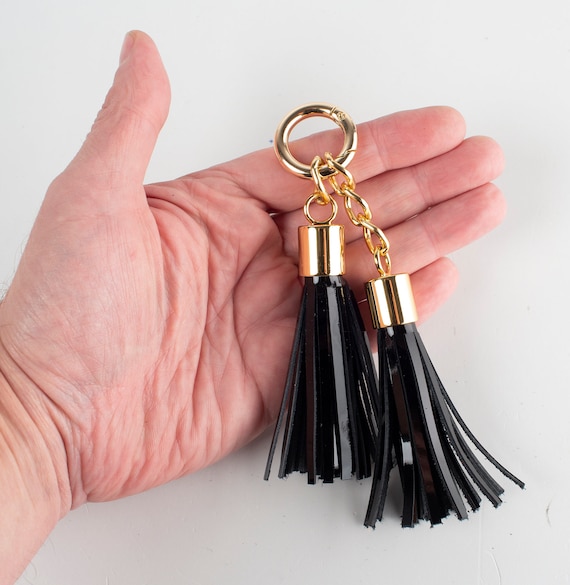 Piccole nappe nere in vera pelle per Frange in pelle