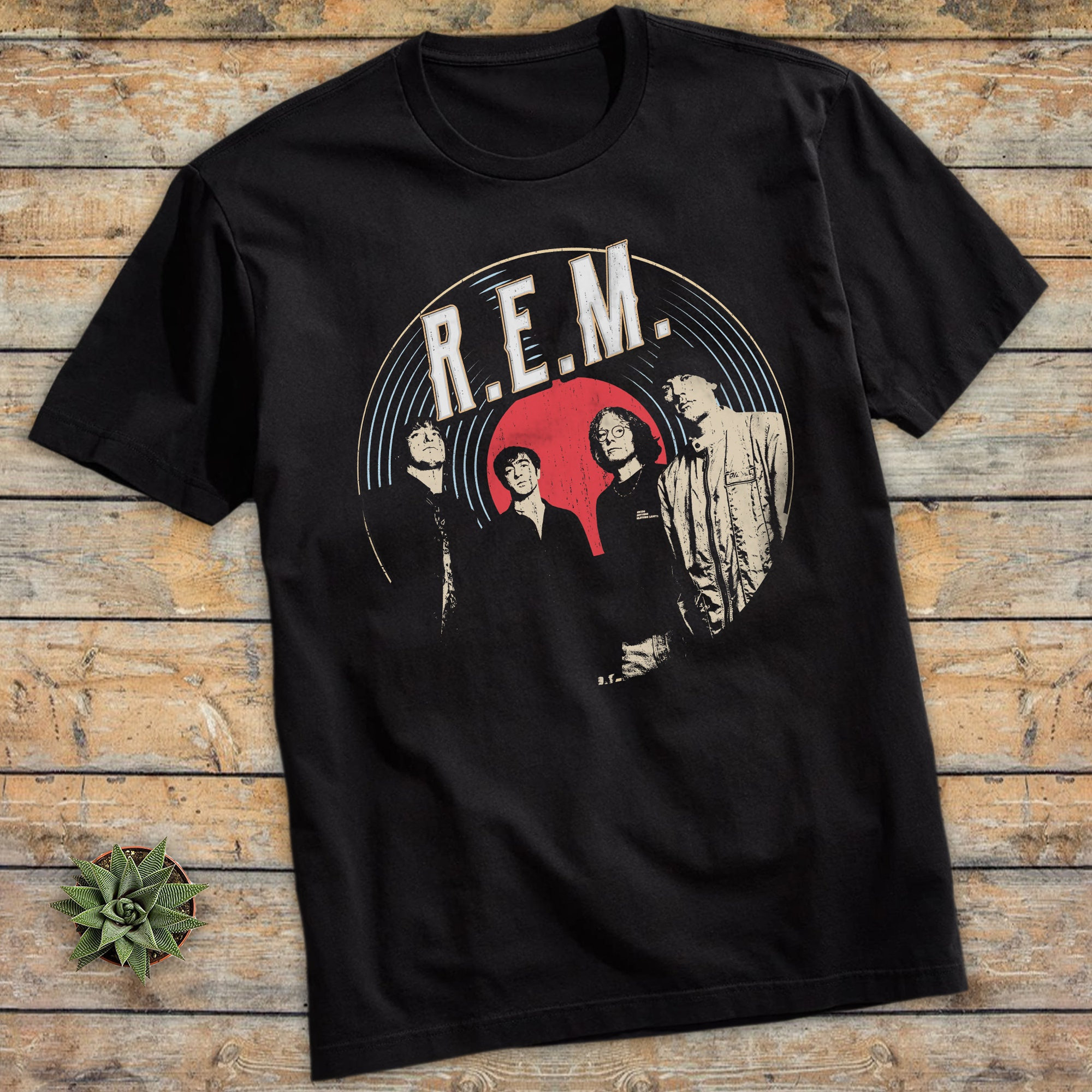 Discover REM Rock Band T-Shirt | Vintage Vinyl REM Band Shirt