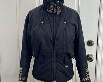 VINTAGE Fera Women’s Black Puffer Jacket w/Gold Design -4