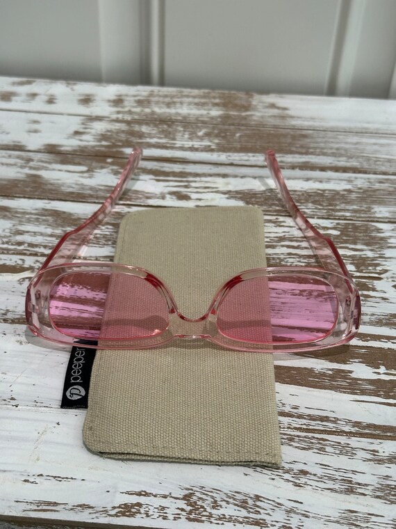Retro Vintage Pink Rectangular Sunglasses - image 6