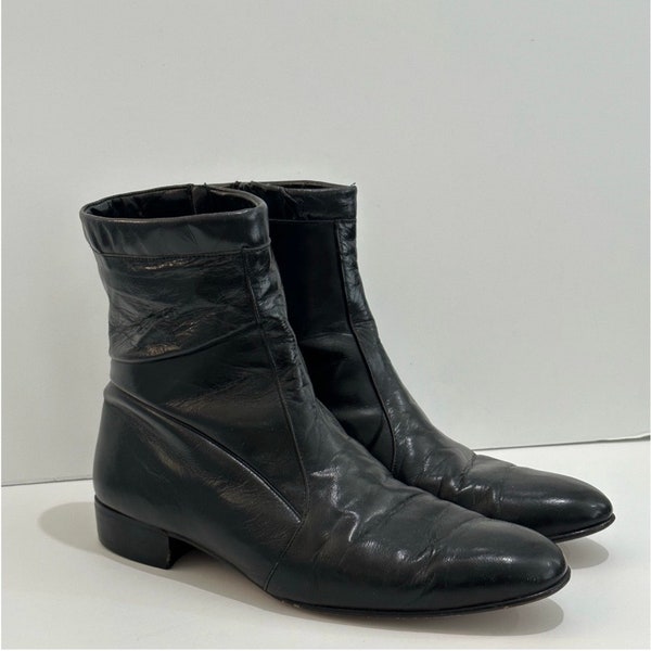 Raphael de la Forre Men’s Italian Vintage Black Leather Boots -9.5