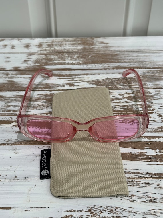 Retro Vintage Pink Rectangular Sunglasses - image 3