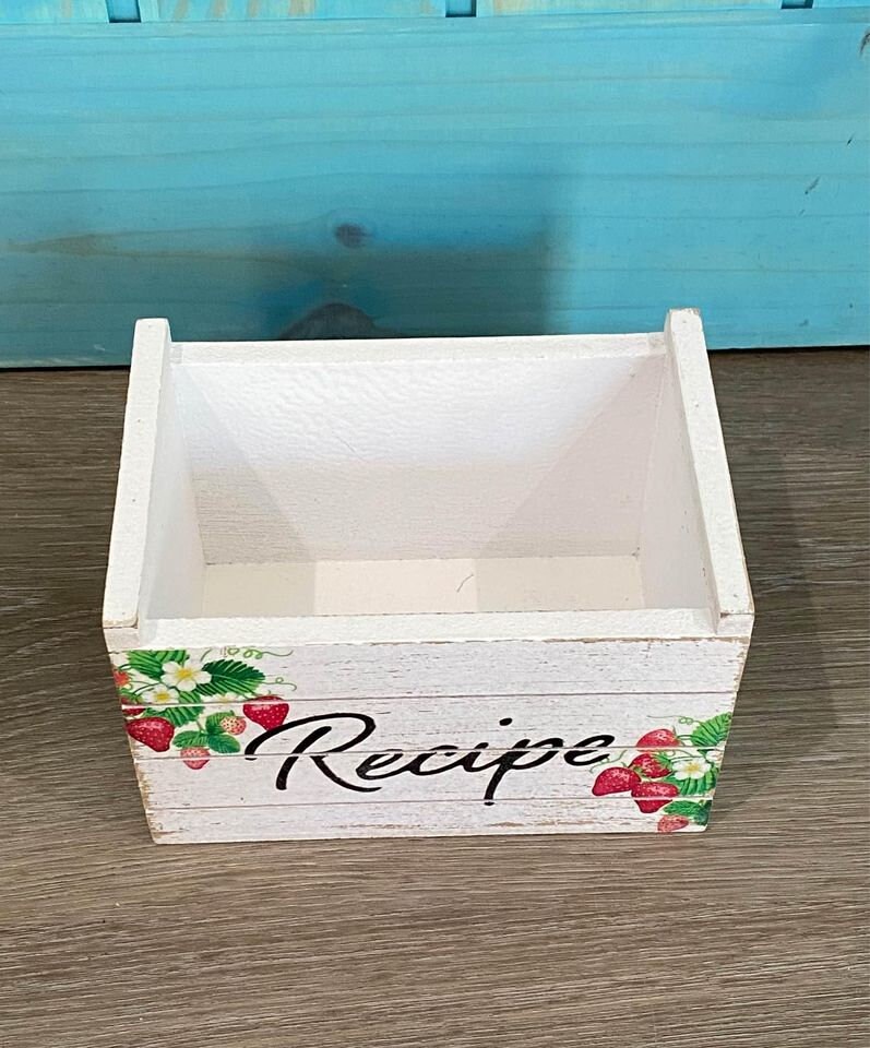 White Wood Crate Recipe Storage Box Etsy