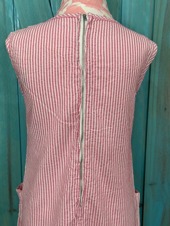 Vintage Pink & White Striped Midi Dress - S/M - image 7