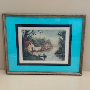 Vintage French Aquatint Etching  &quot;The Cottage&quot;  Signed by Rene Raffray
