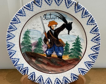 17世紀後半のアンティーク「秋」バッサーノ様式手描きイタリア製ファイアンス皿