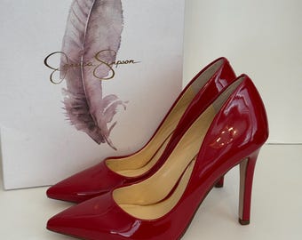 NIB Jessica Simpson Cassani Pumps in Red Muse Patent -6.5